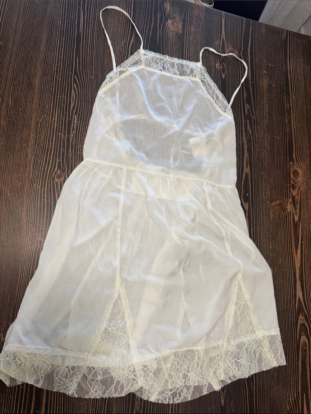 Intimately free people Women's White Lace Trim Slip Dress size L